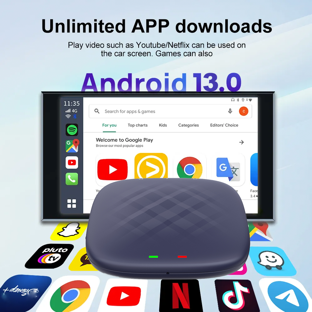 Android 13 AI Box Wireless CarPlay Android Auto For OEM Wired CarPlay