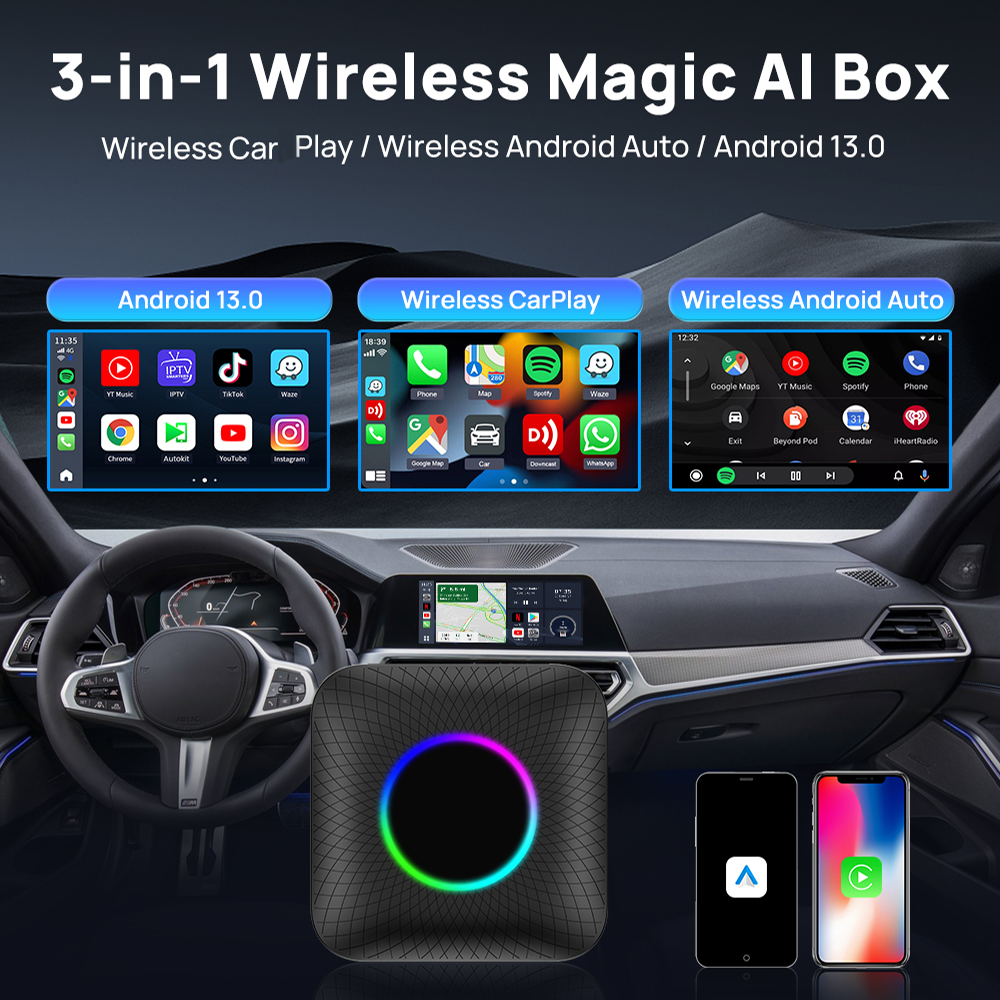Android 13 Car TV Box Android Auto CarPlay Wireless Adapter Ai Box